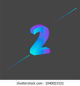 Modern abstract colorful number.Vector design element for your art.Number 2