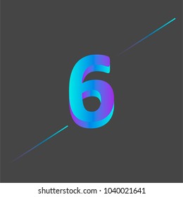 Modern abstract colorful number.Vector design element for your art.Number 6