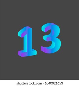 Modern abstract colorful number.Vector design element for your art.Number 13
