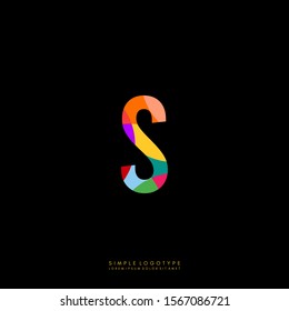 modern abstract colorful S logotype isolated on black background simple concept vector illustration.