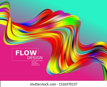 Modern abstract colorful stream poster. Wave Liquid Shape Art Design for your project. Vector illustration EPS10.