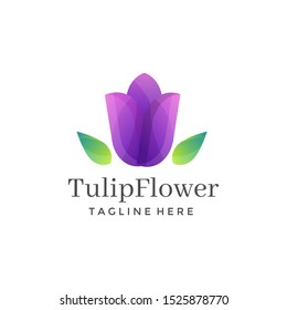 Modern Abstract and Colorful Tulip Flower Logo Icon Sign Symbol Vector Illustration Tulips Floral Design for company, brand identity, corporate, creative industry, business in isolated white backgroud