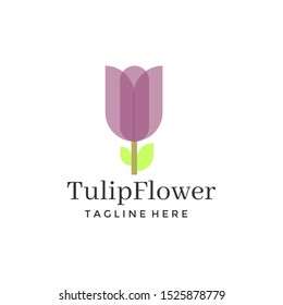 Modern Abstract and Colorful Tulip Flower Logo Icon Sign Symbol Vector Illustration Tulips Floral Design for company, brand identity, corporate, creative industry, business in isolated white backgroud