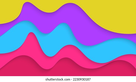 Ondas Coloridas Resumen Modernas Forma Estilo Papercut Fondo