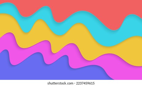 Ondas Coloridas Resumen Modernas Forma Estilo Papercut Fondo