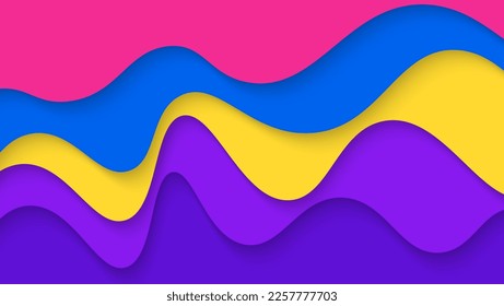 Modern Abstract Colorful Waves Shape Papercut Style Background