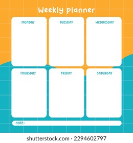 Modern abstract colorful weekly to-do list planner vector template