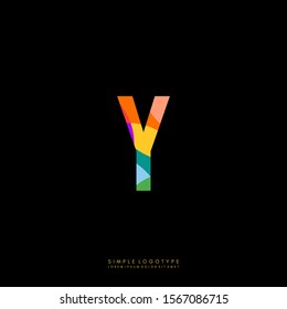 modern abstract colorful Y logotype isolated on black background simple concept vector illustration.