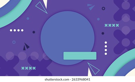 Modern abstract composition with blue central circle and stylish shapes. Ideal for web templates, advertising, or graphic headers.