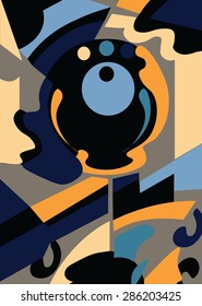 Modern Abstract Composition in blue colors. Vector