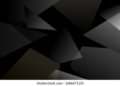 Modern abstract composition of dark gray gradient triangles on a black background. For web pages, notepad, cover, social or business interaction.