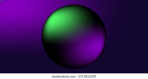 Composição abstrata moderna apresentando esferas de gradiente brilhante com iluminação vermelha e azul em um fundo roxo escuro. Ideal para design futurista, temas de tecnologia, cartazes, papéis de parede e marca digital.EPS 10