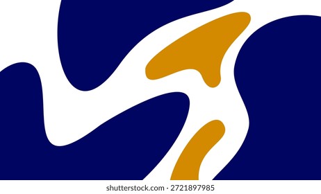 Composición abstracta moderna con Formas orgánicas en azul marino, blanco y mostaza. Estilo juguetón pero elegante perfecto para carteles, diseños editoriales y marca creativa.