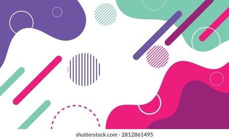 Modern abstract composition in vivid purple, cyan, and pink tones, ideal for posters, packaging, web graphics, textiles, and creative commercial projects. Dynamic Organic Geometric Background with Bol 