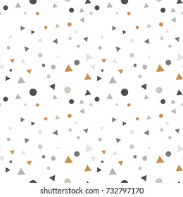 
Modern Abstract Confetti Background. Seamless colorful triangles and dots pattern. EPS 8 stock vector festive fun repeat for your design projects, textile, wrapping paper, wallpaper, web design.