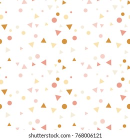 Modern Abstract Confetti Background. Seamless colorful trianlges and dots pattern. EPS 8 stock vector festive fun repeat for your design projects, textile, wrapping, wallpaper, web.
