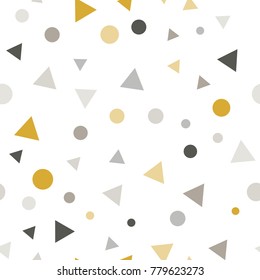 Modern Abstract Confetti Background. Seamless colorful trianlges and dots pattern.EPS 8 stock vector festive fun repeat for your design projects, textile, wrapping, wallpaper, web.