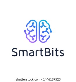 Modern Abstract Connected Dot Line Brain Logo Template.