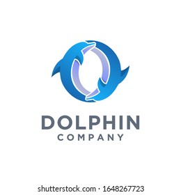 Modern abstract couple dolphin logo icon template