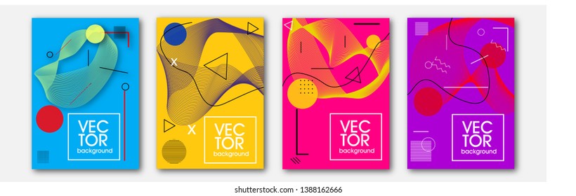 Modern abstract cover background set with a minimalist concept. Cool gradient composition. Future geometric patterns. Trends 2019. Vector Eps10. - Vector