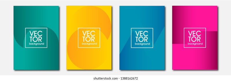 Modern abstract cover background set with a minimalist concept. Cool gradient composition. Future geometric patterns. Trends 2019. Vector Eps10. - Vector