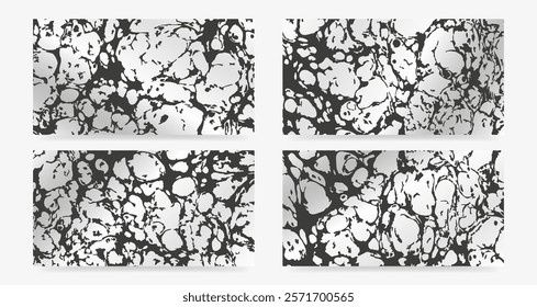Modern abstract cover design set. Backgrounds with silver grunge texture. Vector illustrations for invitation, card, cover, poster, brochure.