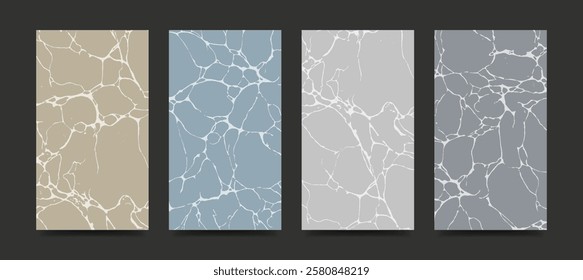 Modern abstract cover design set. Backgrounds with marble texture. Vector illustrations for social media post, card, cover, invitation, poster, brochure.