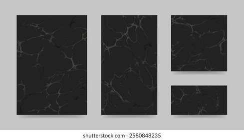 Modern abstract cover design set. Backgrounds with gray cracks texture. Vector illustrations of different formats for invitation, card, cover, poster, brochure, post.