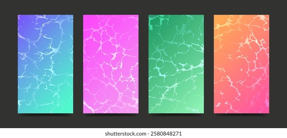 Modern abstract cover design set. Backgrounds with cracks texture. Vector illustrations for social media post, card, cover, invitation, poster, brochure.