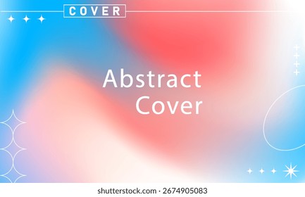 Design moderno da tampa abstrata com fundo de gradiente suave em tons de pêssego, rosa e azul - elementos decorativos mínimos como estrelas e linhas para modelos de apresentação