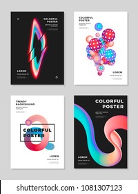 Modern abstract cover design template. Trendy fluid hologram shapes composition for flyer, banner, brochure and poster. Eps10 vector illustration.