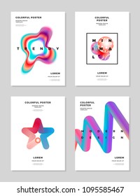 Modern abstract cover design template. Trendy fluid hologram shapes composition for flyer, banner, brochure and poster. Eps10 vector illustration.