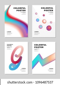 Modern abstract cover design template. Trendy fluid hologram shapes composition for flyer, banner, brochure and poster. Vector illustration.