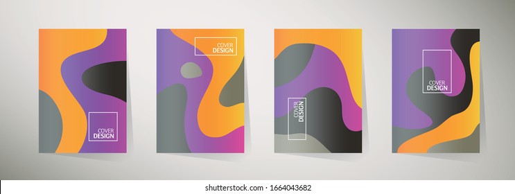 Moderno juego de tapas abstractas, diseño mínimo de portada. Fondo geométrico colorido, ilustración vectorial.
