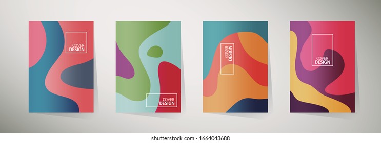 Modern abstract cover set, minimal cover design. Colorful geometric background, vector illustration.