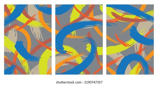 Moderno juego de portada abstracta, diseño mínimo de portada. Fondo de textura colorida, ilustración vectorial.