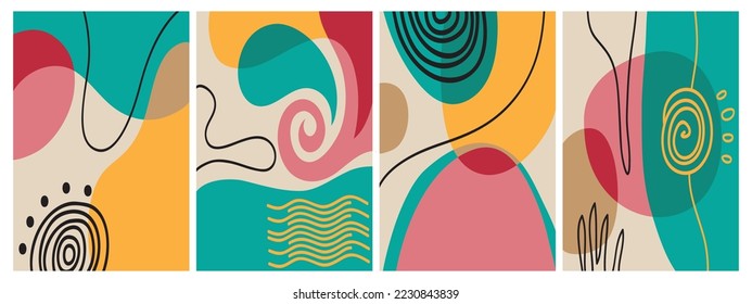 Modern abstract cover set, minimal cover design. Colorful geometric background, vector illustration.