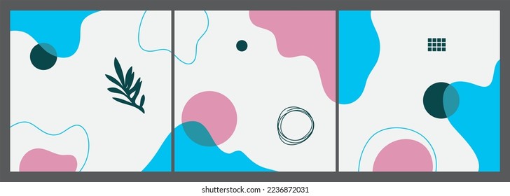 Modern abstract cover set, minimal cover design. Colorful geometric background, vector illustration.