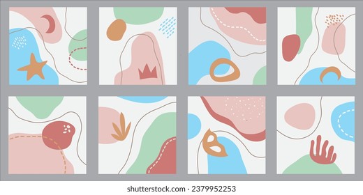 Modern abstract cover set, minimal cover design. Colorful geometric background, vector illustration.