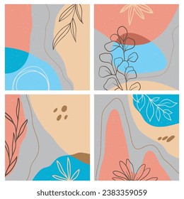 Modern abstract cover set, minimal cover design. Colorful geometric background, vector illustration.
