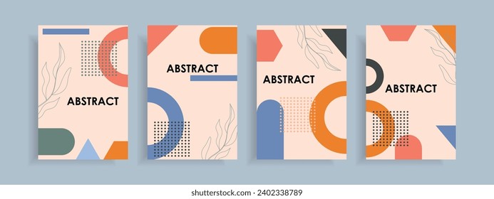 Modern abstract cover set, minimal design. Colorful geometric background. Vector.