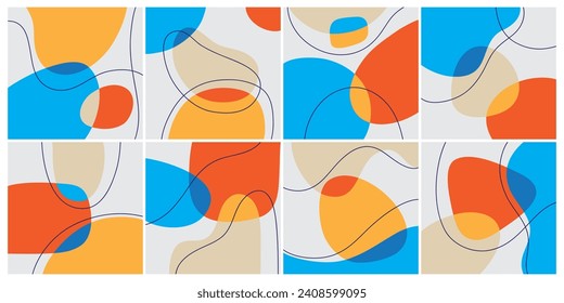Modern abstract cover set, minimal cover design. Colorful geometric background, vector illustration.