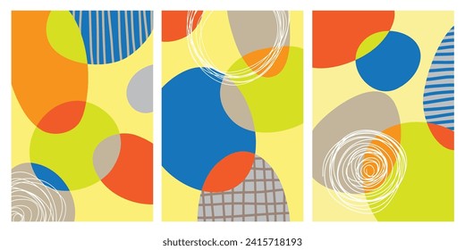 Modern abstract cover set, minimal cover design. Colorful geometric background, vector illustration.