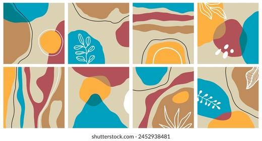 Modern abstract cover set, minimal cover design. Colorful geometric background, vector illustration.