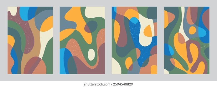 Modern abstract cover set, minimal cover design. Colorful geometric background, vector illustration.