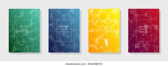 Conjunto de tapas abstractas modernas. Textura de red. Antecedentes tecnológicos. Patrón de ingeniería. Vector