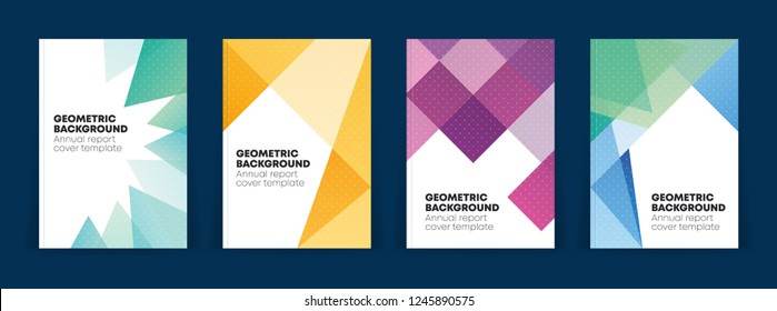 Modern abstract cover template. Set of universal geometric overs. Creative vector cover design for annual reports, business brochures and more. Colorful fractal shapes.