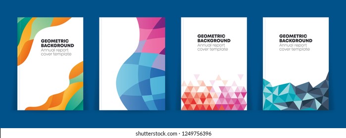 Modern abstract cover template. Set of universal geometric overs. Creative vector cover design for annual reports, business brochures and more. Colorful abstract geometry