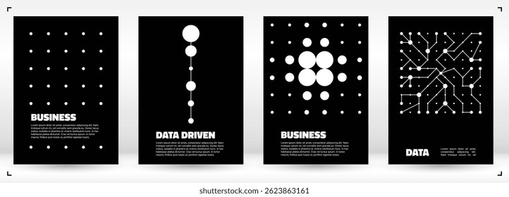 Modern abstract cover templates with inspired by data visualization. Dots and line design. Perfect for scientific reports, business analysis, infographics, and tech backgrounds. Vector format. - Powered by Shutterstock - Get 15% off with code: PIKWIZARD15