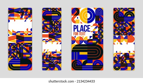 Modern abstract covers of banners set, vector geometric modern trendy and stylish designs, backgrounds with places for text.